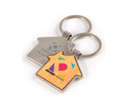 House Bamboo Zinc Keytag